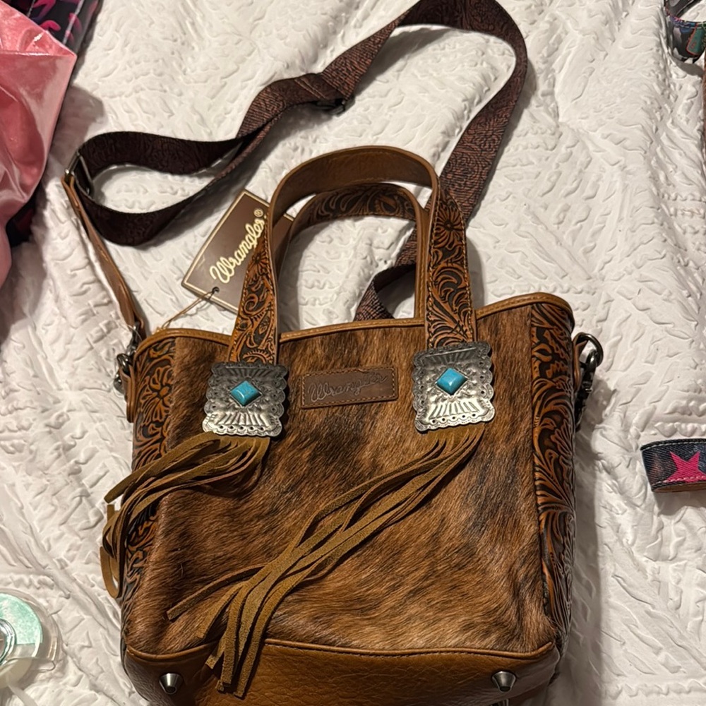New with tags Wrangler Suede crossbody with Fringe